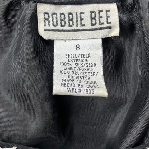 Robbie B Vintage Y2K Silk Boho Embroidered Blouse Size 8 Whimsygoth Black White - Picture 5 of 6